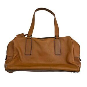 Fossil Leather Satchel Bag Camel Brown Zipper Closure Dual Handle Pre-Owned‎